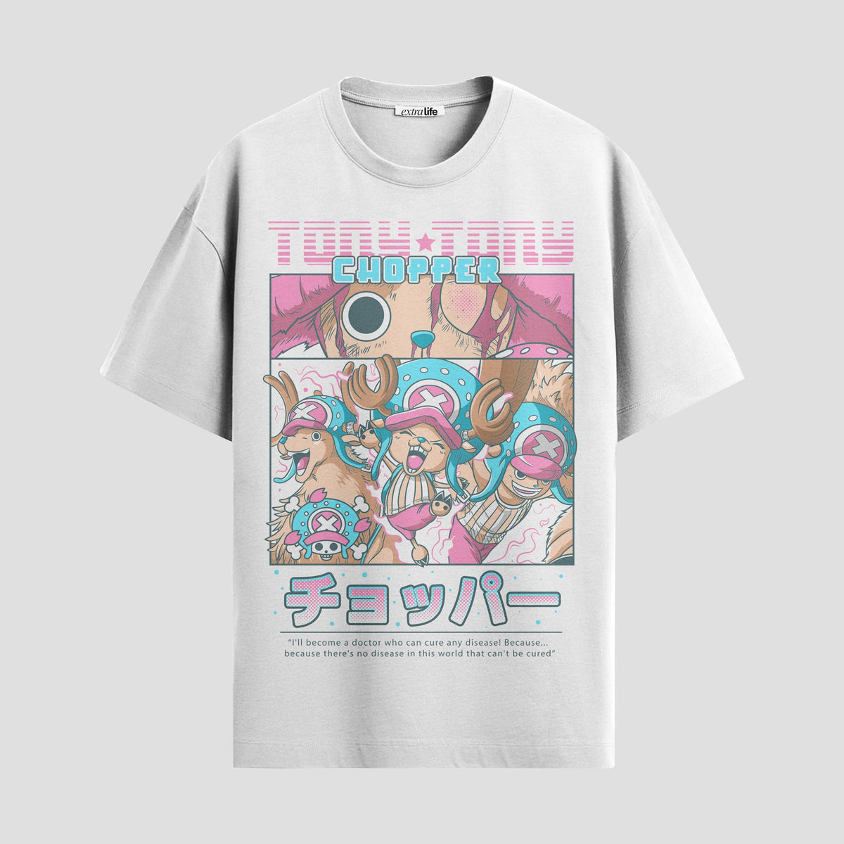 Playera urbana de anime y gaming ExtraLife MX, corte Classic Premium unisex ligero y transpirable en color Deep Black y Pure White, ropa de uso diario para gym y casual.