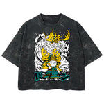 Playera streetwear premium de anime y gaming ExtraLife MX, corte boxy deluxe mineral wash heavyweight en color Acid Wash, moda urbana mexicana de culto.