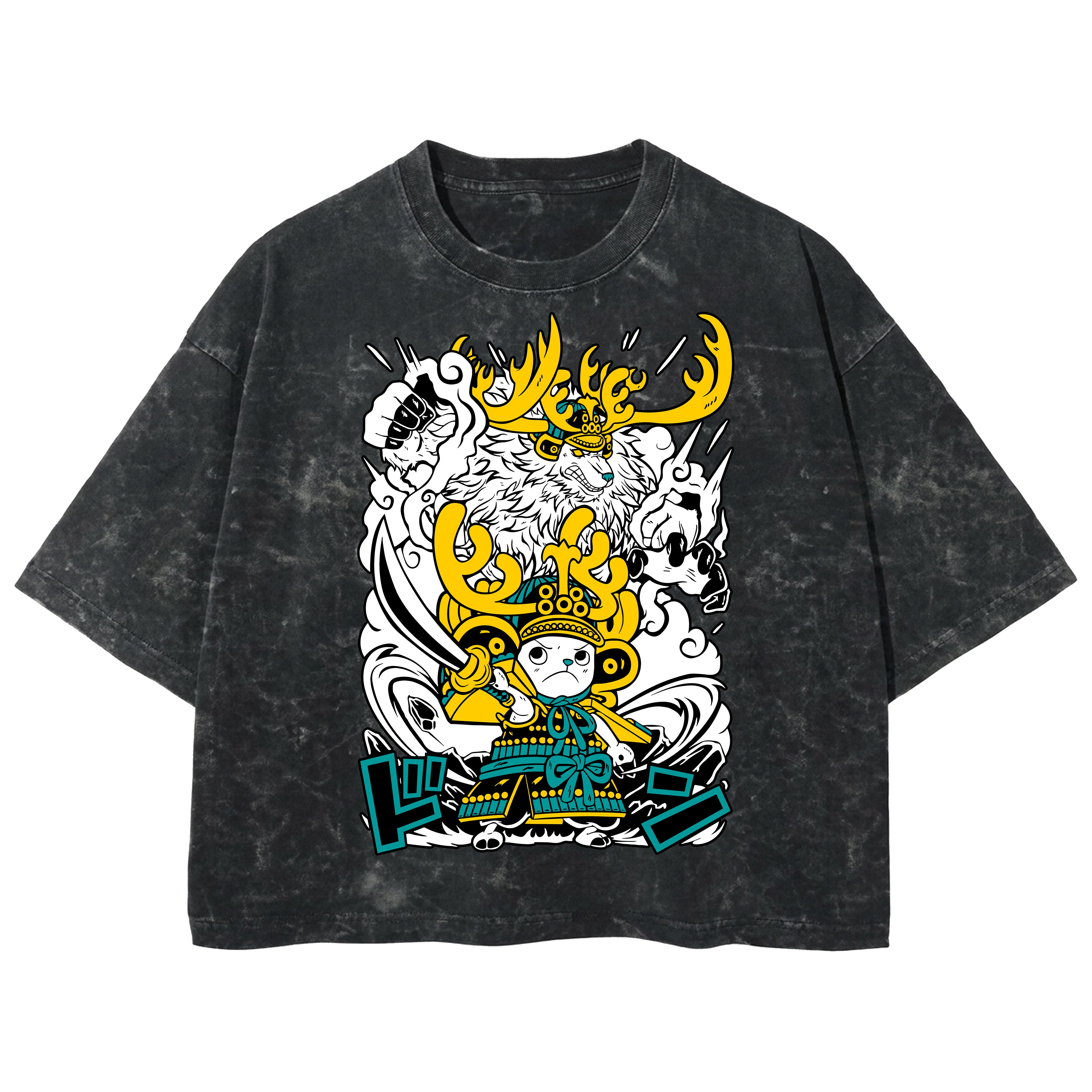 Playera streetwear premium de anime y gaming ExtraLife MX, corte boxy deluxe mineral wash heavyweight en color Acid Wash, moda urbana mexicana de culto.