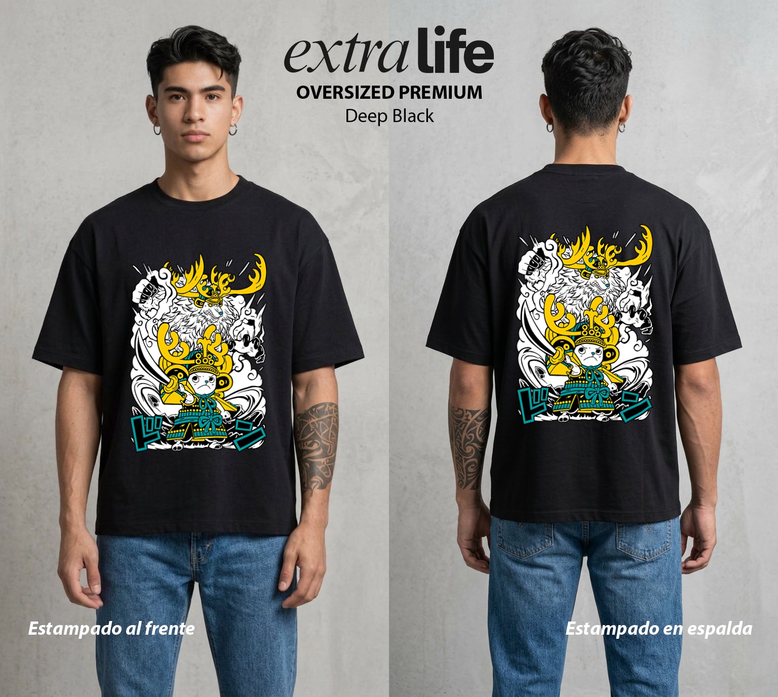 Mar de los Piratas | El Pequeno Doctor #03068 - Playera Oversized Premium | Deep Black - Foto en modelo