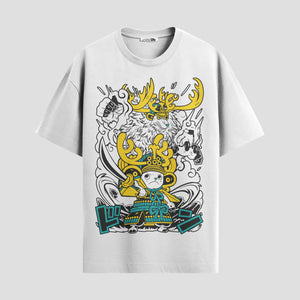Playera urbana de anime y gaming ExtraLife MX, corte Standard Fit unisex ligero y transpirable en color Deep Black y Pure White, ropa de uso diario para gym y casual.