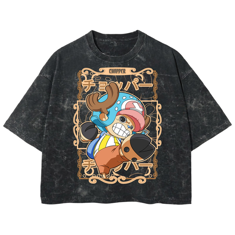 Playera streetwear premium de anime y gaming ExtraLife MX, corte boxy deluxe mineral wash heavyweight en color Acid Wash, moda urbana mexicana de culto.