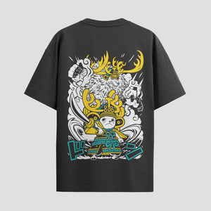 Playera urbana de anime y gaming ExtraLife MX, corte Standard Fit unisex ligero y transpirable en color Deep Black y Pure White, ropa de uso diario para gym y casual.