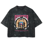 Playera streetwear premium de anime y gaming ExtraLife MX, corte boxy deluxe mineral wash heavyweight en color Acid Wash, moda urbana mexicana de culto.