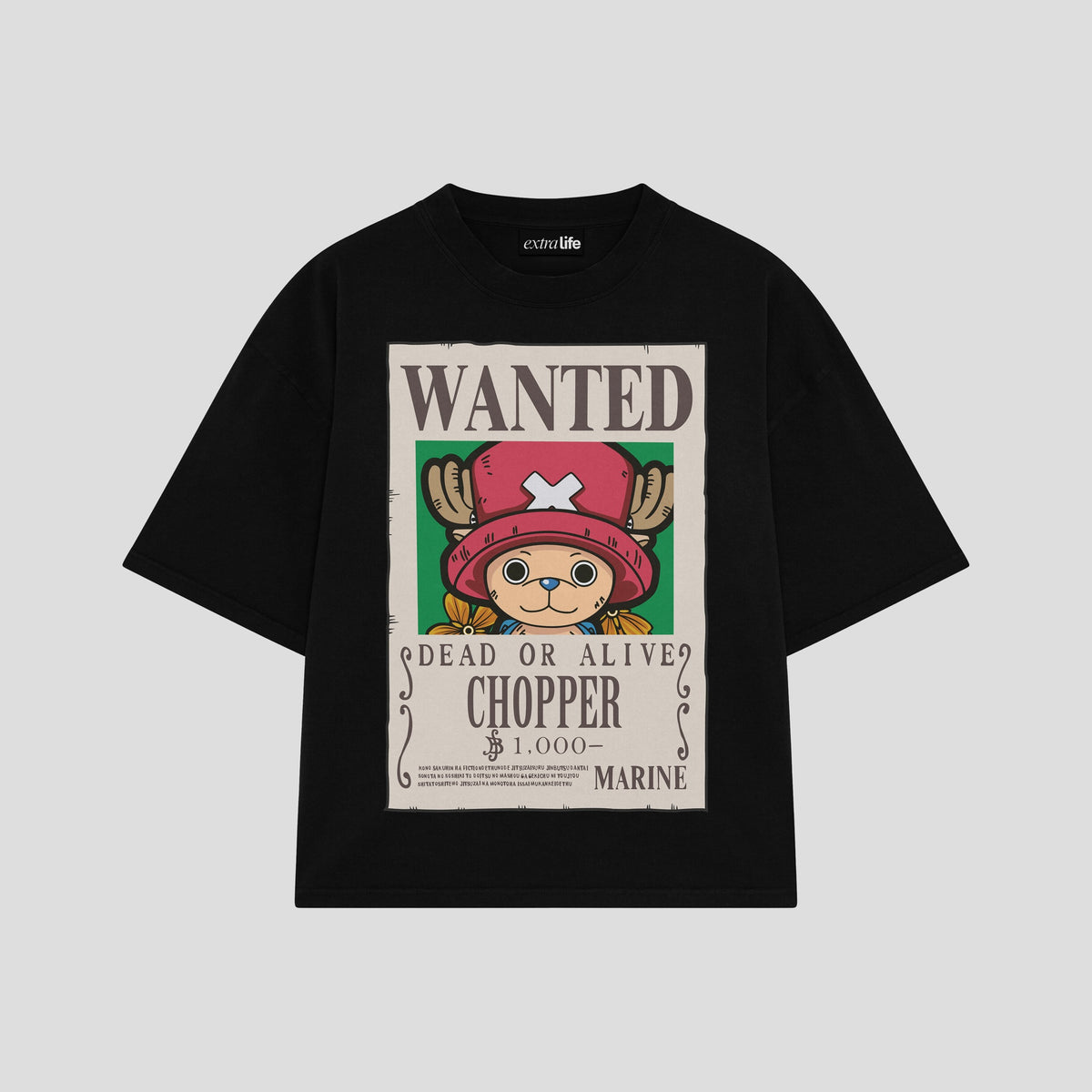 Playera streetwear premium de anime y gaming ExtraLife MX, corte oversized drop shoulder ligero y fresco en color Deep Black y Off-White, moda urbana mexicana de culto.