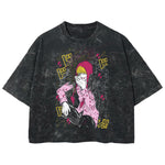 Playera streetwear premium de anime y gaming ExtraLife MX, corte boxy deluxe mineral wash heavyweight en color Acid Wash, moda urbana mexicana de culto.