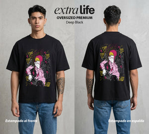 Mar de los Piratas | El Corazon Latente #03079 - Playera Oversized Premium | Deep Black - Foto en modelo