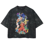 Playera streetwear premium de anime y gaming ExtraLife MX, corte boxy deluxe mineral wash heavyweight en color Acid Wash, moda urbana mexicana de culto.