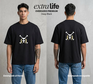 Mar de los Piratas | El Cocodrilo del Desierto #03081 - Playera Oversized Premium | Deep Black - Foto en modelo
