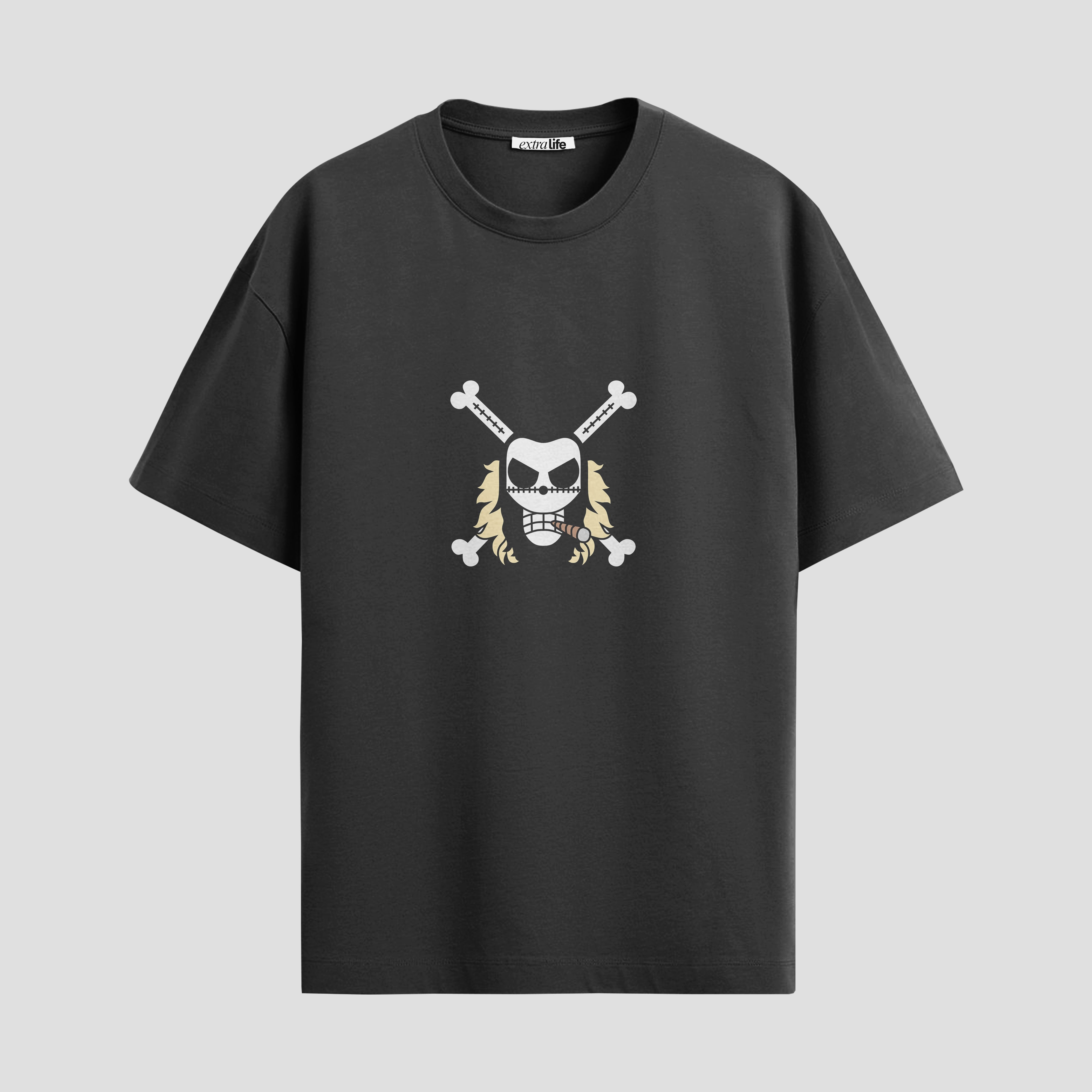 Playera urbana de anime y gaming ExtraLife MX, corte Standard Fit unisex ligero y transpirable en color Deep Black y Pure White, ropa de uso diario para gym y casual.