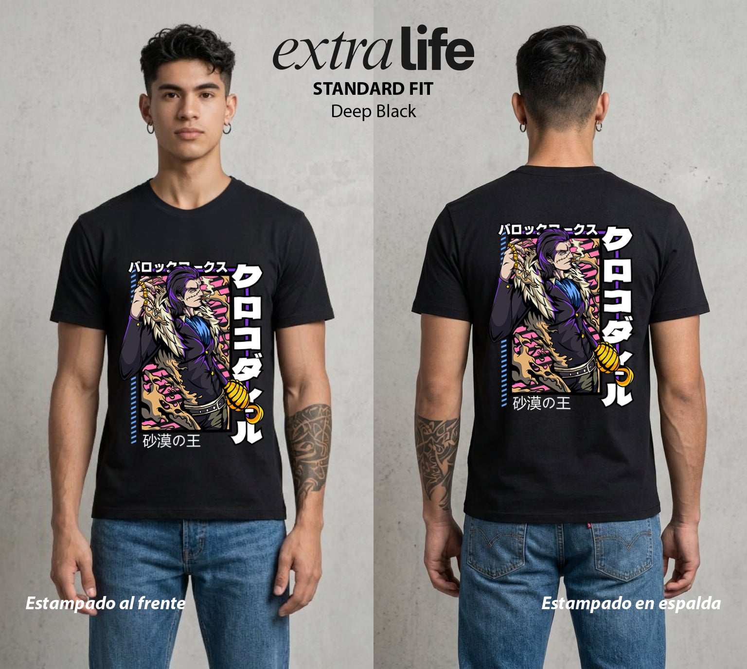 Mar de los Piratas | Garfio y Engano #03084 - Playera Standard Fit | Deep Black - Foto en modelo