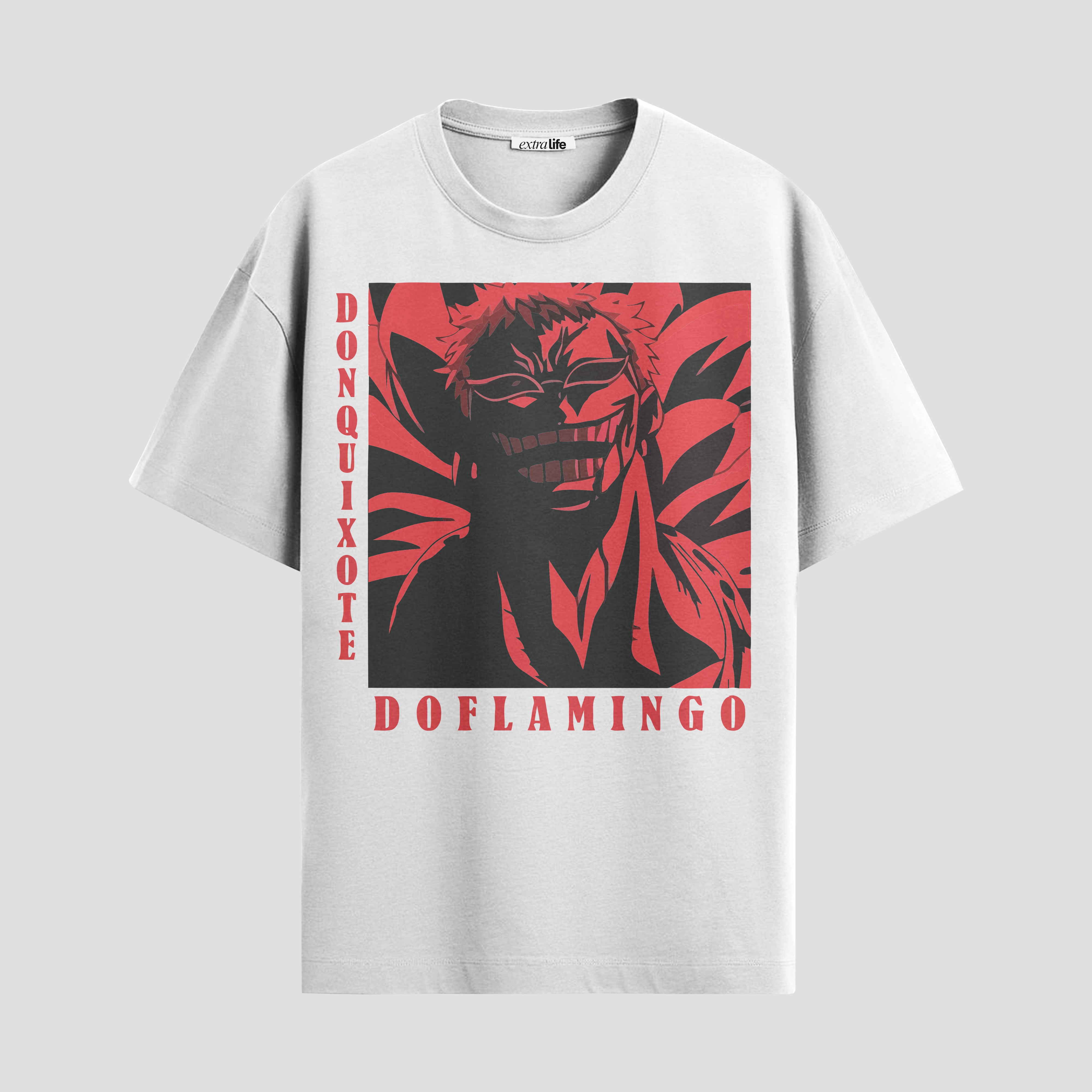 Playera urbana de anime y gaming ExtraLife MX, corte Standard Fit unisex ligero y transpirable en color Deep Black y Pure White, ropa de uso diario para gym y casual.