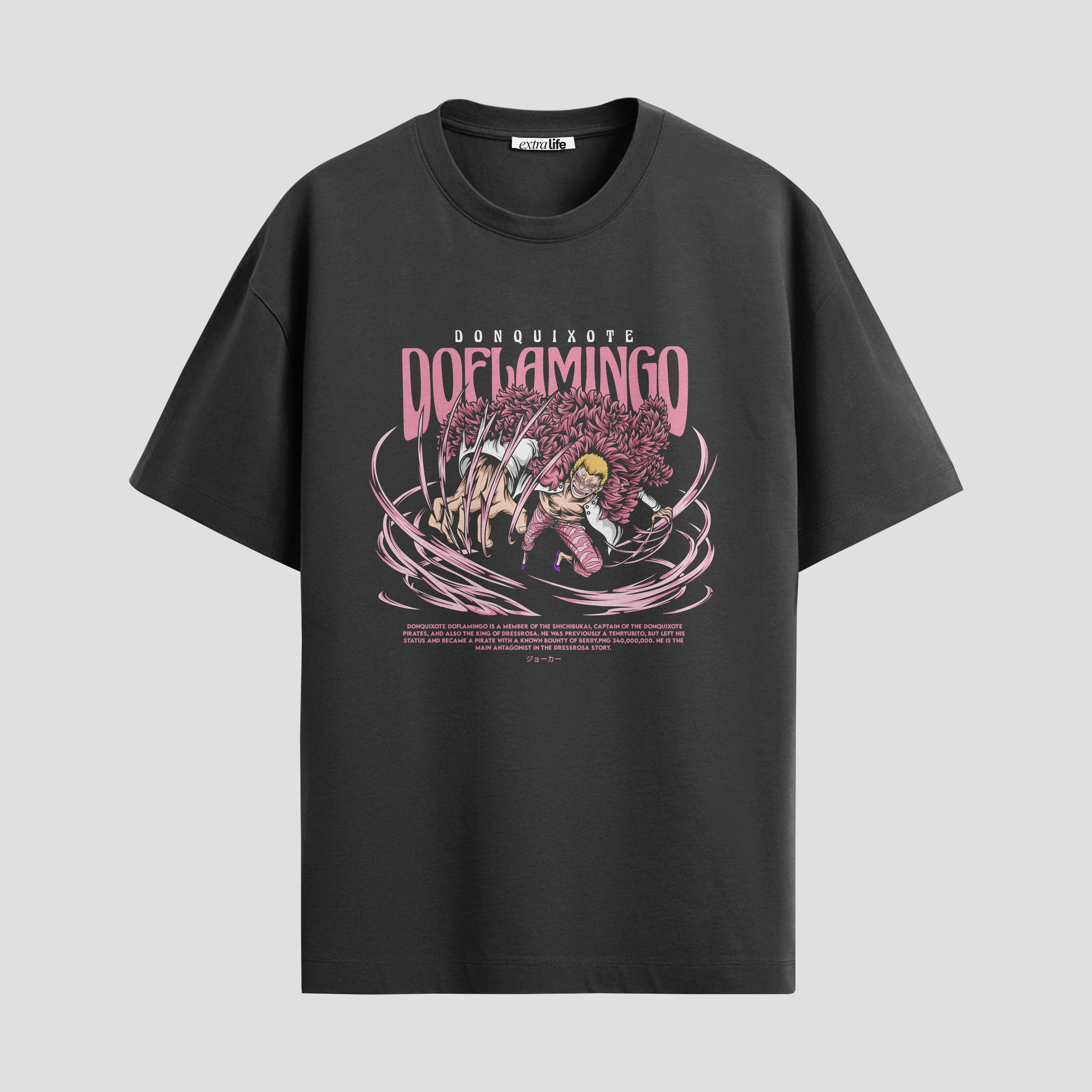 Playera urbana de anime y gaming ExtraLife MX, corte Standard Fit unisex ligero y transpirable en color Deep Black y Pure White, ropa de uso diario para gym y casual.