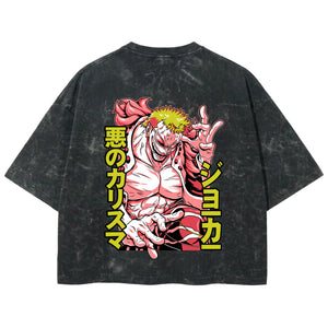 Playera streetwear premium de anime y gaming ExtraLife MX, corte boxy deluxe mineral wash heavyweight en color Acid Wash, moda urbana mexicana de culto.