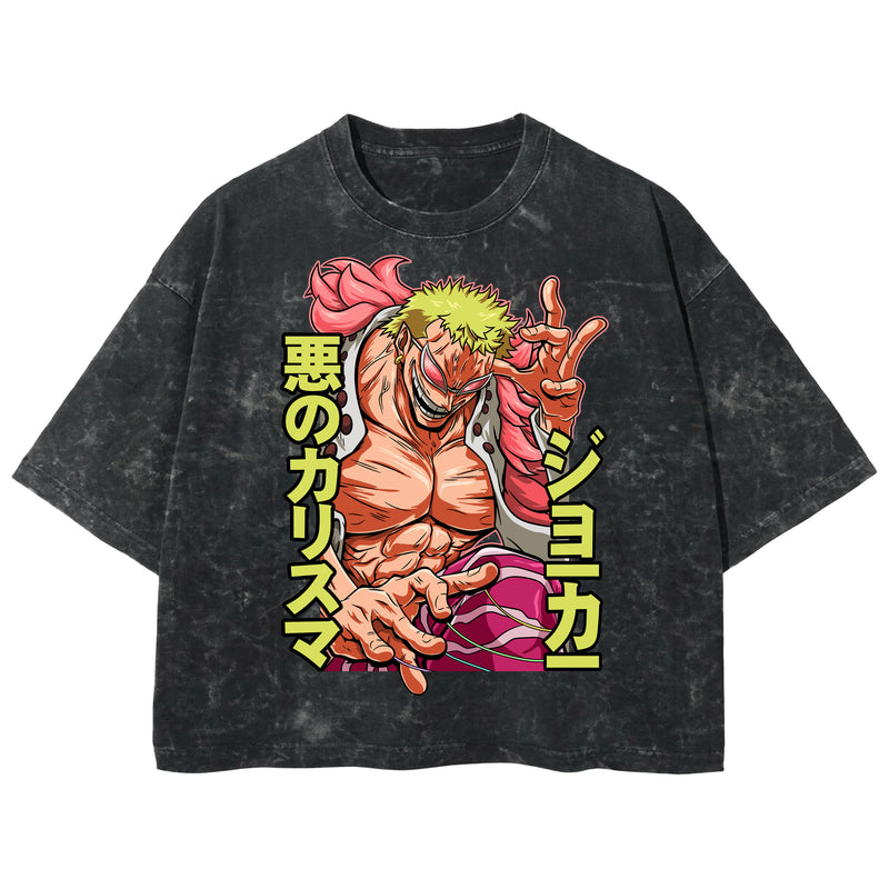 Playera streetwear premium de anime y gaming ExtraLife MX, corte boxy deluxe mineral wash heavyweight en color Acid Wash, moda urbana mexicana de culto.