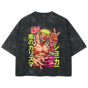 Playera streetwear premium de anime y gaming ExtraLife MX, corte boxy deluxe mineral wash heavyweight en color Acid Wash, moda urbana mexicana de culto.
