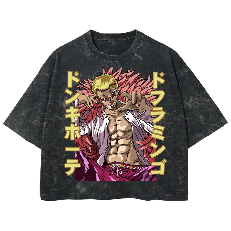 Playera streetwear premium de anime y gaming ExtraLife MX, corte boxy deluxe mineral wash heavyweight en color Acid Wash, moda urbana mexicana de culto.