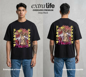 Mar de los Piratas | El Flamingo del Caos #03094 - Playera Oversized Premium | Deep Black - Foto en modelo