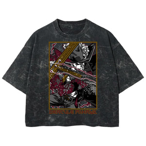Playera streetwear premium de anime y gaming ExtraLife MX, corte boxy deluxe mineral wash heavyweight en color Acid Wash, moda urbana mexicana de culto.