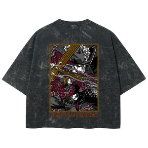 Playera streetwear premium de anime y gaming ExtraLife MX, corte boxy deluxe mineral wash heavyweight en color Acid Wash, moda urbana mexicana de culto.