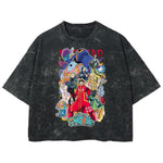 Playera streetwear premium de anime y gaming ExtraLife MX, corte boxy deluxe mineral wash heavyweight en color Acid Wash, moda urbana mexicana de culto.