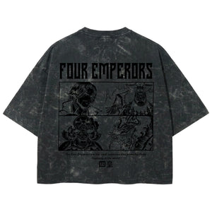 Playera streetwear premium de anime y gaming ExtraLife MX, corte boxy deluxe mineral wash heavyweight en color Acid Wash, moda urbana mexicana de culto.