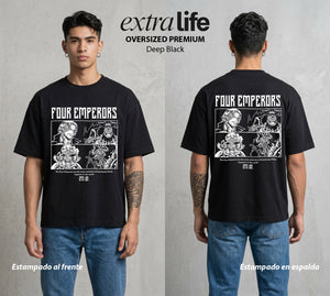 Mar de los Piratas | Los Mas Poderosos #03099 - Playera Oversized Premium | Deep Black - Foto en modelo