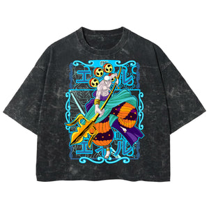 Playera streetwear premium de anime y gaming ExtraLife MX, corte boxy deluxe mineral wash heavyweight en color Acid Wash, moda urbana mexicana de culto.
