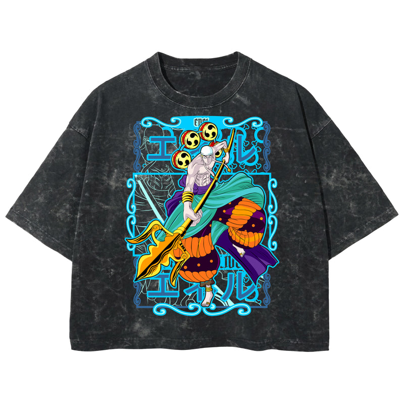Playera streetwear premium de anime y gaming ExtraLife MX, corte boxy deluxe mineral wash heavyweight en color Acid Wash, moda urbana mexicana de culto.