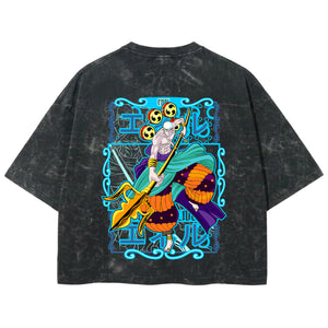 Playera streetwear premium de anime y gaming ExtraLife MX, corte boxy deluxe mineral wash heavyweight en color Acid Wash, moda urbana mexicana de culto.