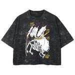 Playera streetwear premium de anime y gaming ExtraLife MX, corte boxy deluxe mineral wash heavyweight en color Acid Wash, moda urbana mexicana de culto.