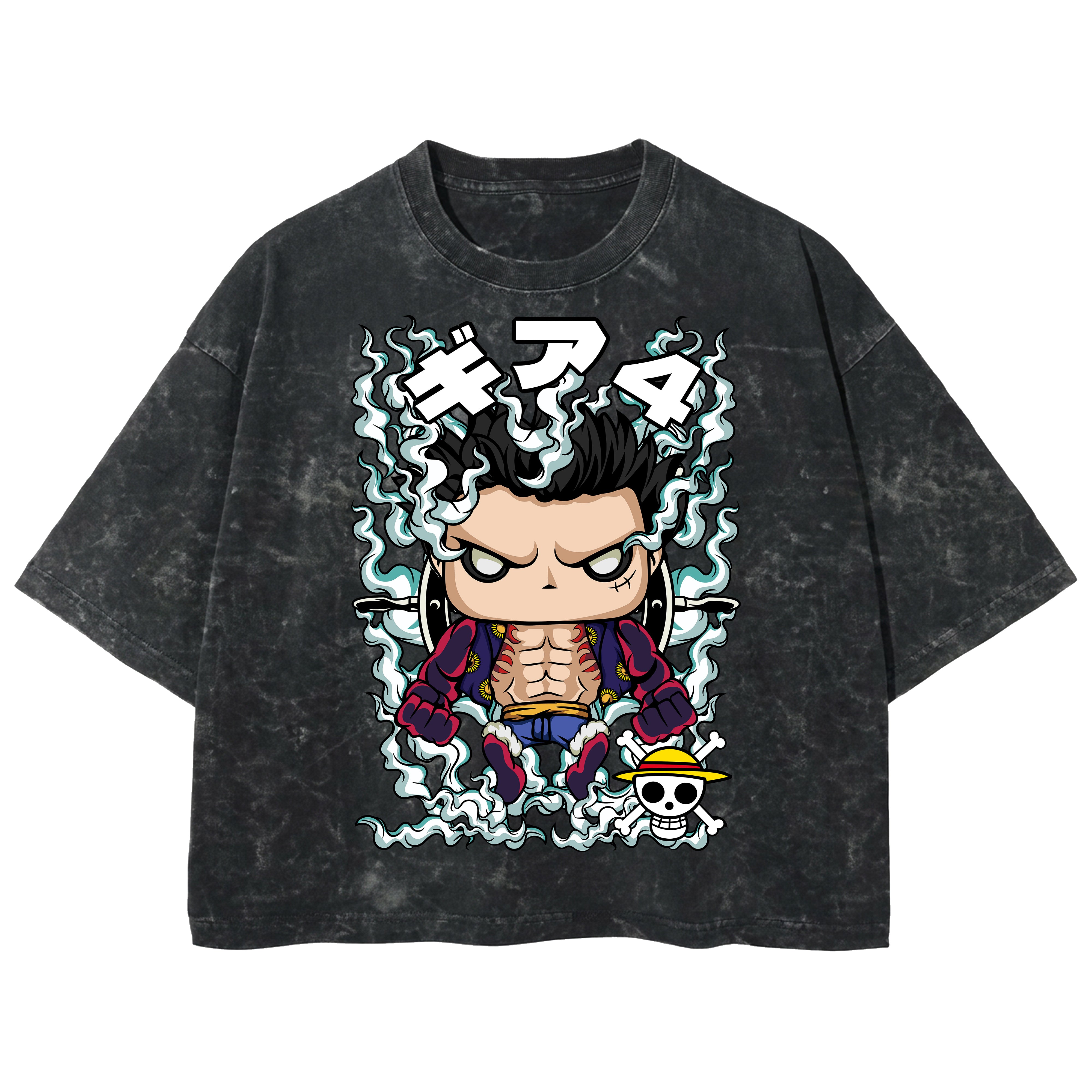 Playera streetwear premium de anime y gaming ExtraLife MX, corte boxy deluxe mineral wash heavyweight en color Acid Wash, moda urbana mexicana de culto.