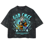 Playera streetwear premium de anime y gaming ExtraLife MX, corte boxy deluxe mineral wash heavyweight en color Acid Wash, moda urbana mexicana de culto.