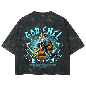 Playera streetwear premium de anime y gaming ExtraLife MX, corte boxy deluxe mineral wash heavyweight en color Acid Wash, moda urbana mexicana de culto.