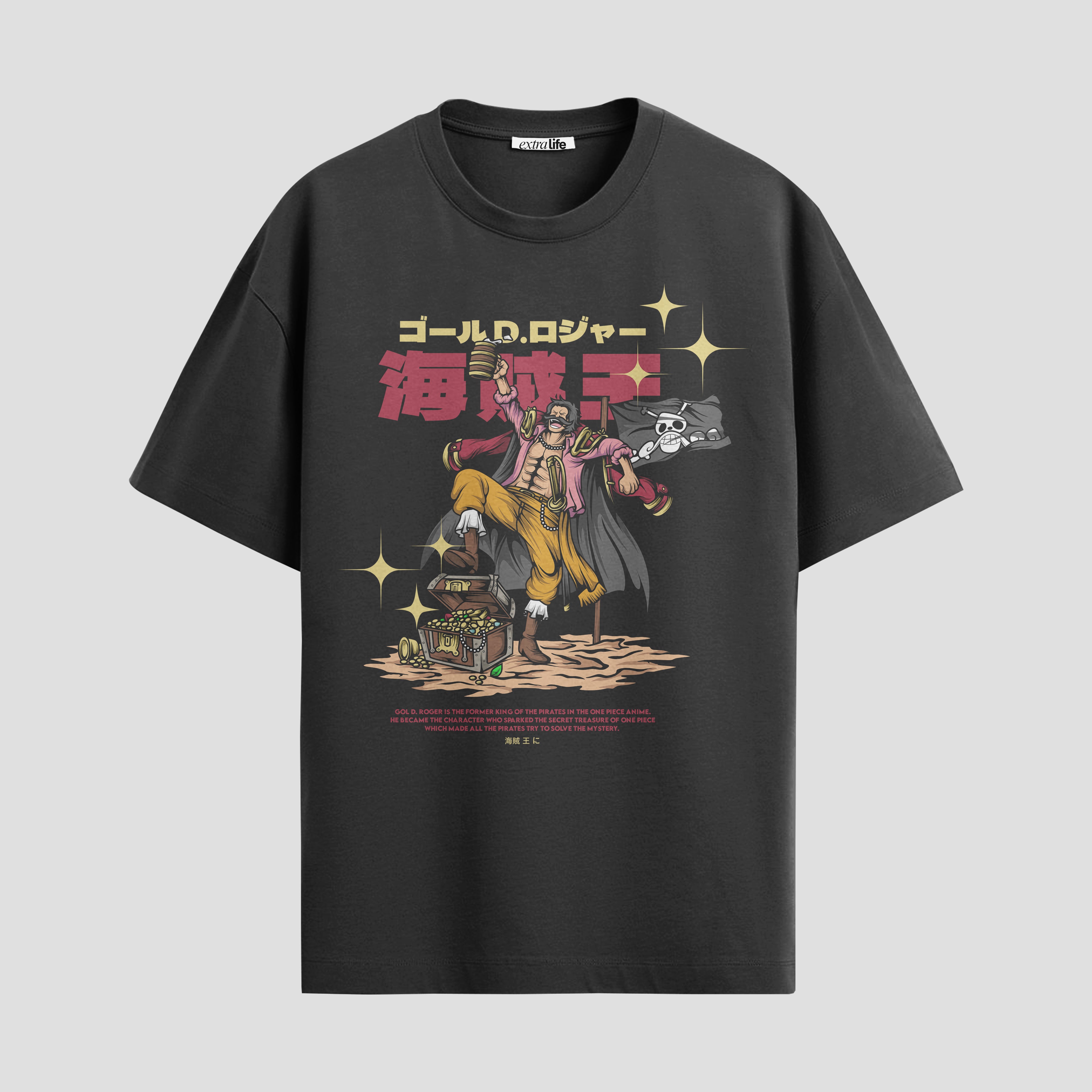 Playera urbana de anime y gaming ExtraLife MX, corte Standard Fit unisex ligero y transpirable en color Deep Black y Pure White, ropa de uso diario para gym y casual.