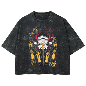 Playera streetwear premium de anime y gaming ExtraLife MX, corte boxy deluxe mineral wash heavyweight en color Acid Wash, moda urbana mexicana de culto.