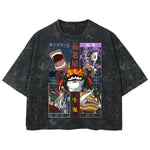 Playera streetwear premium de anime y gaming ExtraLife MX, corte boxy deluxe mineral wash heavyweight en color Acid Wash, moda urbana mexicana de culto.