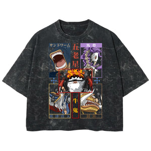 Playera streetwear premium de anime y gaming ExtraLife MX, corte boxy deluxe mineral wash heavyweight en color Acid Wash, moda urbana mexicana de culto.