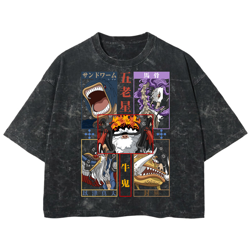 Playera streetwear premium de anime y gaming ExtraLife MX, corte boxy deluxe mineral wash heavyweight en color Acid Wash, moda urbana mexicana de culto.