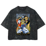 Playera streetwear premium de anime y gaming ExtraLife MX, corte boxy deluxe mineral wash heavyweight en color Acid Wash, moda urbana mexicana de culto.
