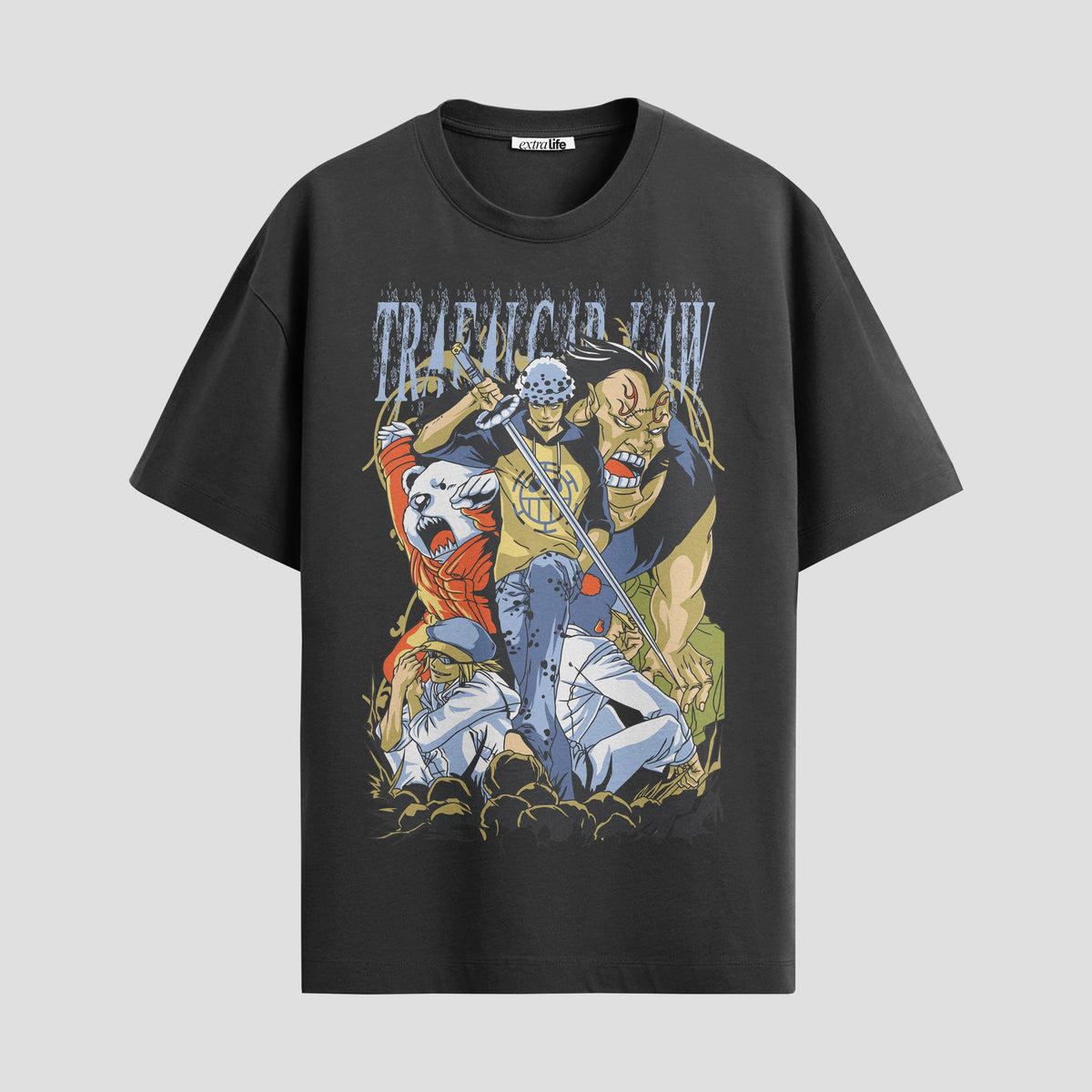 Playera urbana de anime y gaming ExtraLife MX, corte Classic Premium unisex ligero y transpirable en color Deep Black y Pure White, ropa de uso diario para gym y casual.