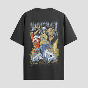 Playera urbana de anime y gaming ExtraLife MX, corte Standard Fit unisex ligero y transpirable en color Deep Black y Pure White, ropa de uso diario para gym y casual.