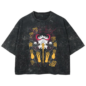 Playera streetwear premium de anime y gaming ExtraLife MX, corte boxy deluxe mineral wash heavyweight en color Acid Wash, moda urbana mexicana de culto.