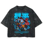 Playera streetwear premium de anime y gaming ExtraLife MX, corte boxy deluxe mineral wash heavyweight en color Acid Wash, moda urbana mexicana de culto.