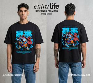 Mar de los Piratas | El Caballero del Mar #03122 - Playera Oversized Premium | Deep Black - Foto en modelo