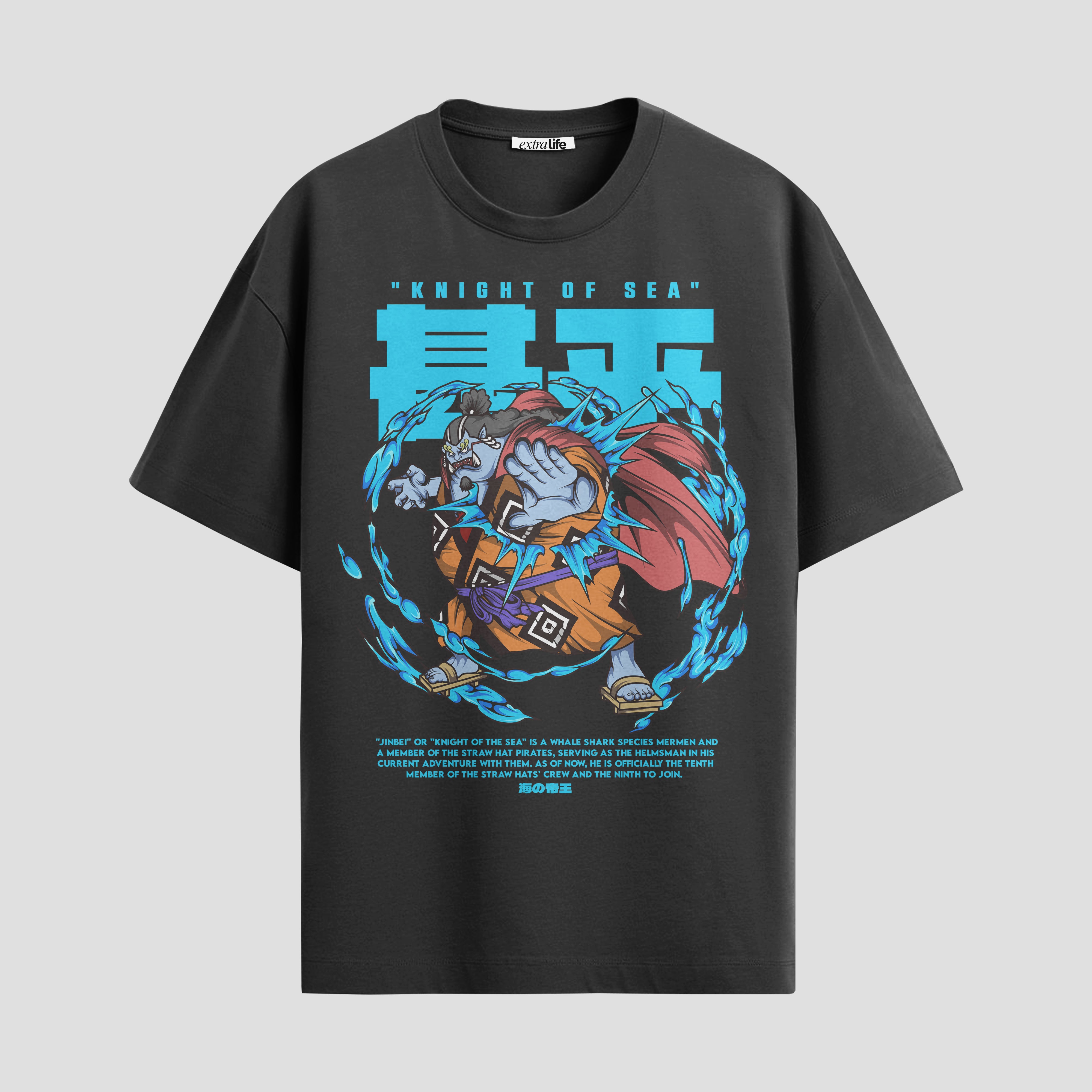 Playera urbana de anime y gaming ExtraLife MX, corte Standard Fit unisex ligero y transpirable en color Deep Black y Pure White, ropa de uso diario para gym y casual.
