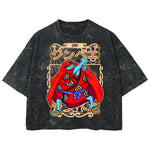 Playera streetwear premium de anime y gaming ExtraLife MX, corte boxy deluxe mineral wash heavyweight en color Acid Wash, moda urbana mexicana de culto.