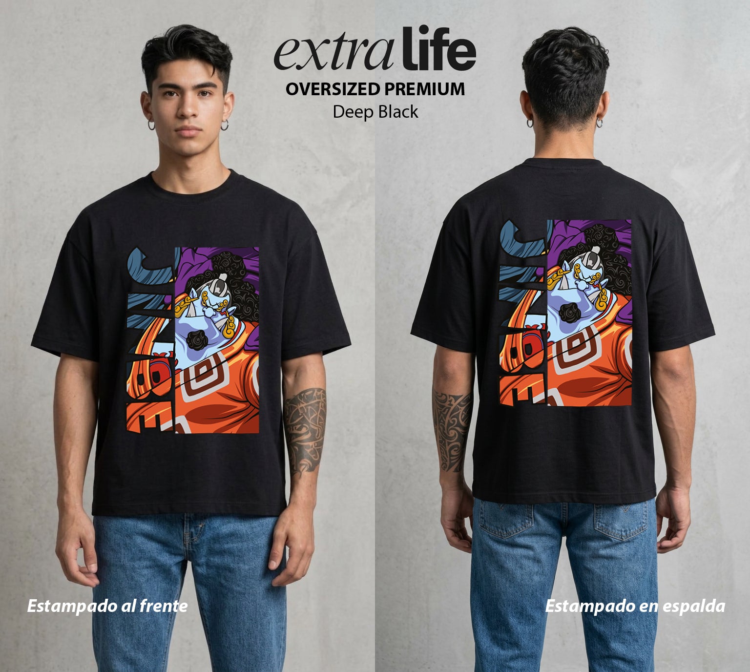Mar de los Piratas | El Caballero del Mar #03124 - Playera Oversized Premium | Deep Black - Foto en modelo