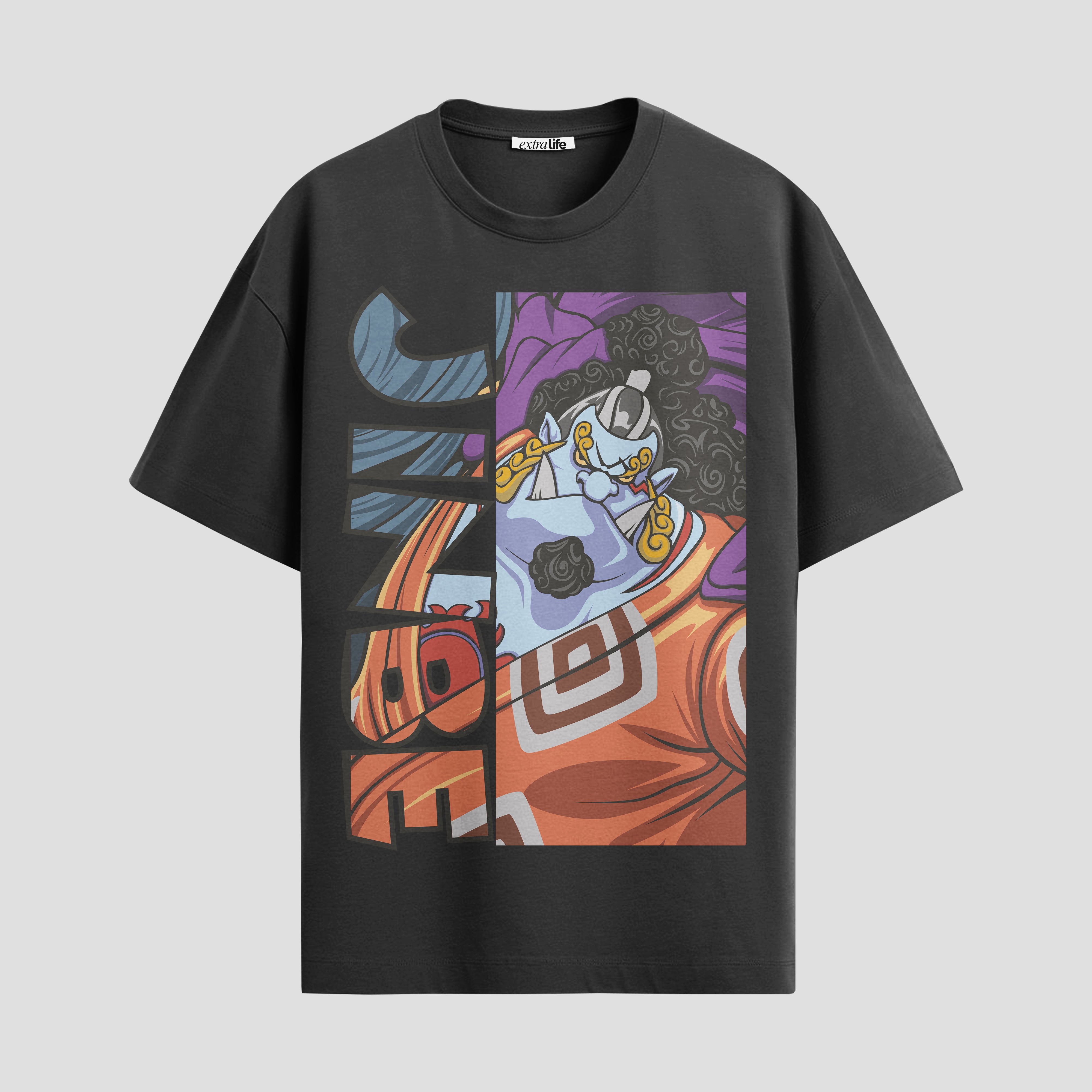Playera urbana de anime y gaming ExtraLife MX, corte Standard Fit unisex ligero y transpirable en color Deep Black y Pure White, ropa de uso diario para gym y casual.
