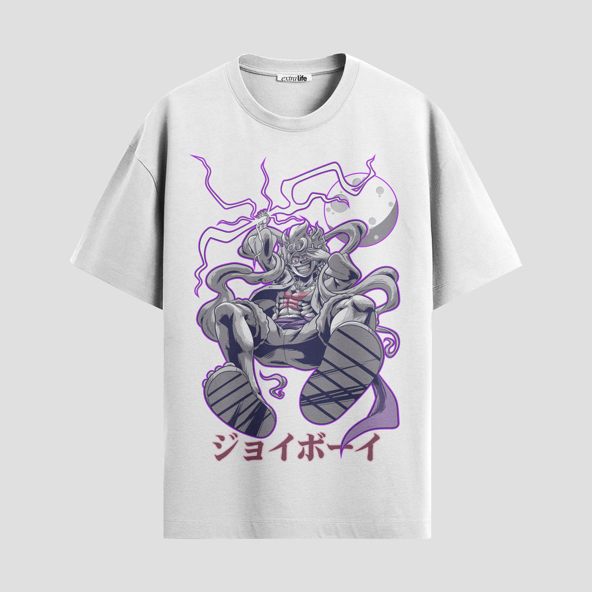 Playera urbana de anime y gaming ExtraLife MX, corte Classic Premium unisex ligero y transpirable en color Deep Black y Pure White, ropa de uso diario para gym y casual.